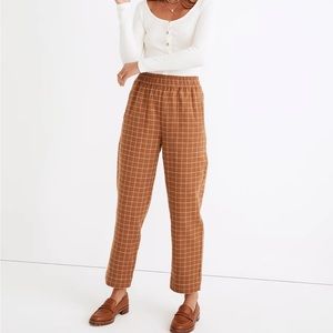 Madewell cotton Waffleback Pull-On High-Rise Tapered Pants in Windowpane